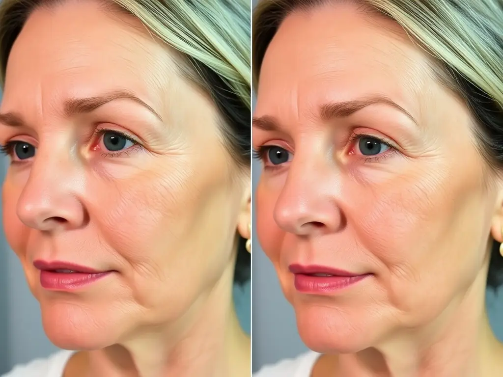 Before-and-after image showing improved skin texture after treatment.