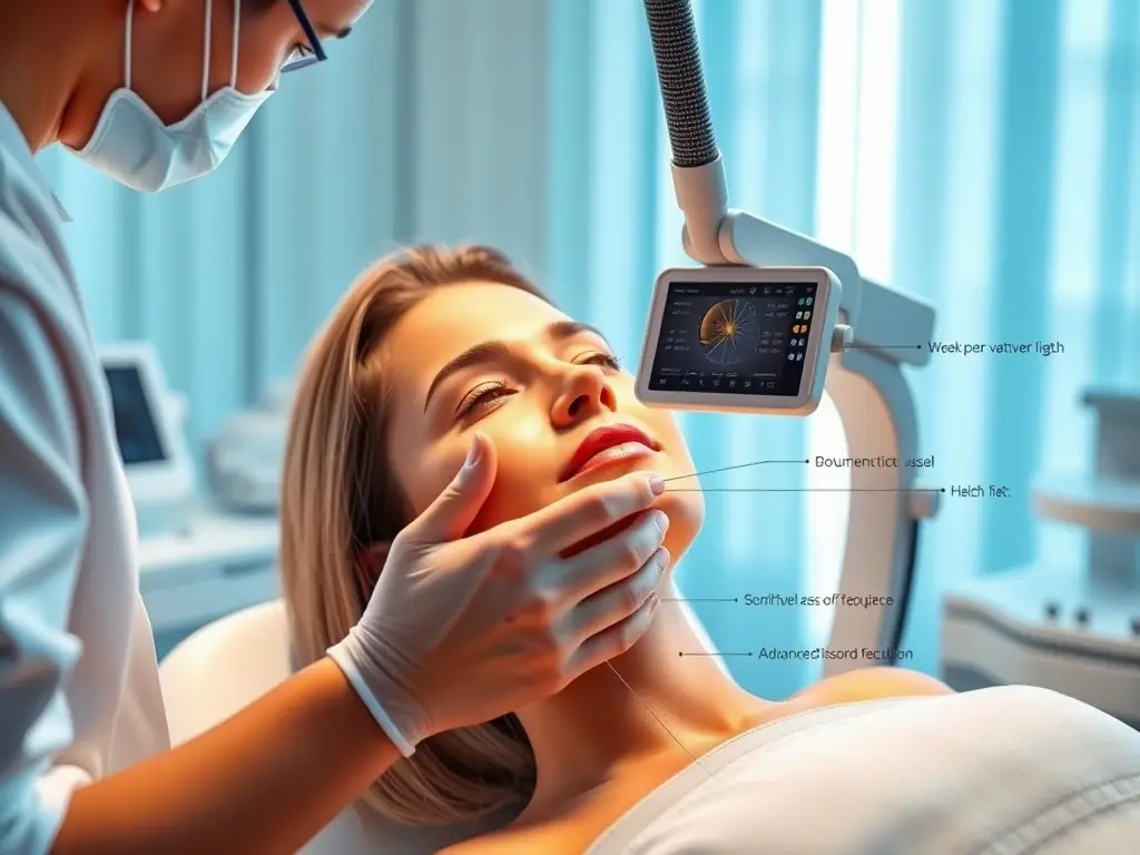 Illustration of a diode laser platform in use for skin rejuvenation.