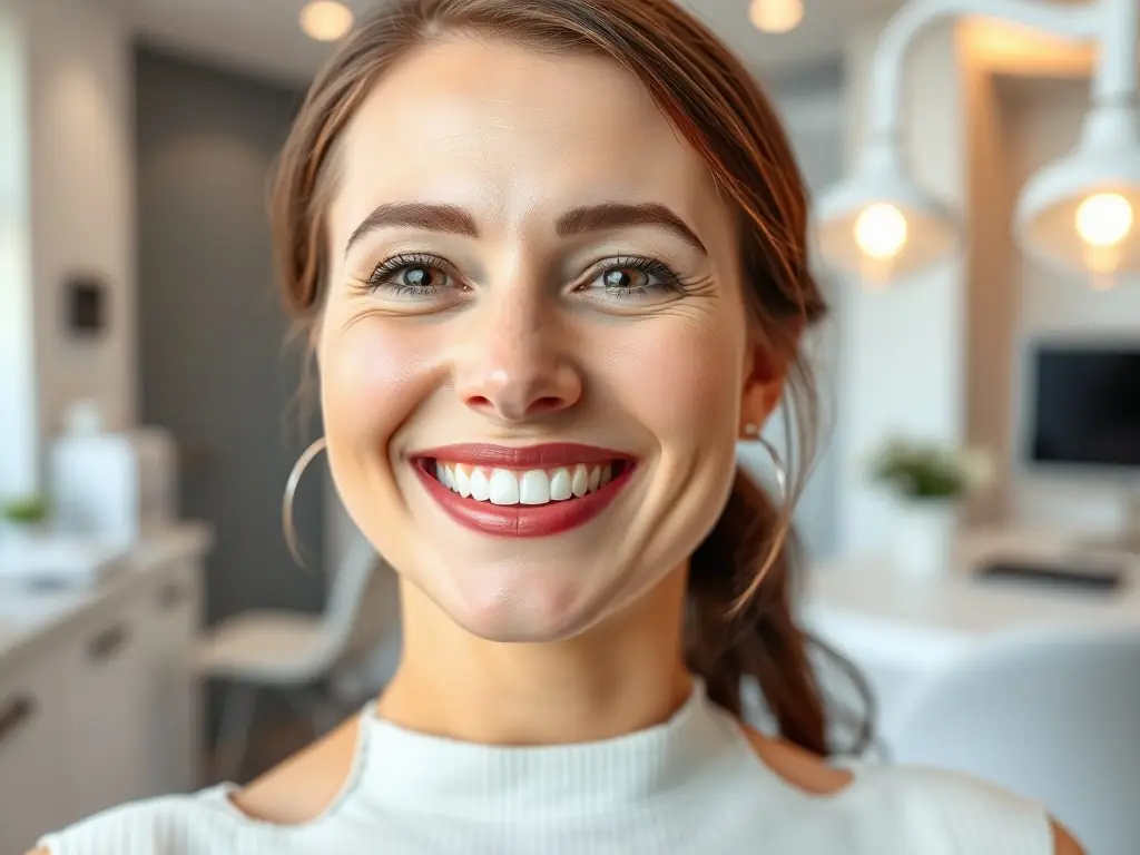 Satisfied client smiling with youthful skin after laser treatment.