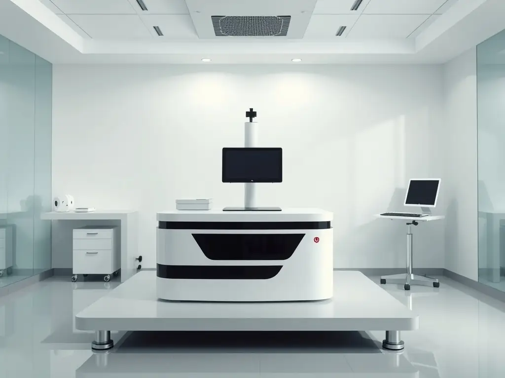 A high-resolution image of a diode laser platform in a bright clinic, showcasing advanced technology.